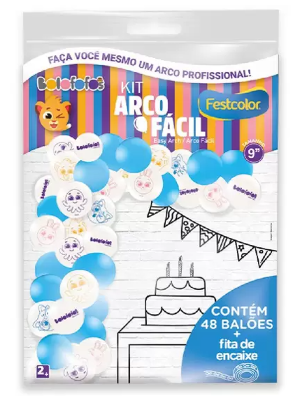 Imagem de KIT ARCO FÁCIL DE BALÕES BOLOFOFOS COM 48 BALÕES+1FITA - 01 UNIDADE